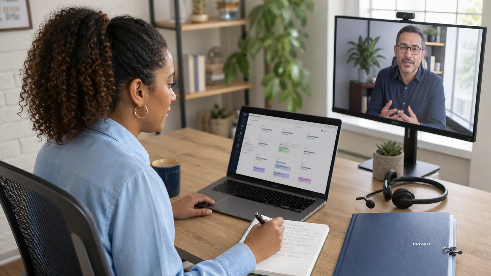 A recruiter coordinating an interview journey with a hiring manager